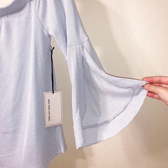 Coverstitched Light Blue Waffle Sweatshirt - Picture 3 of 7